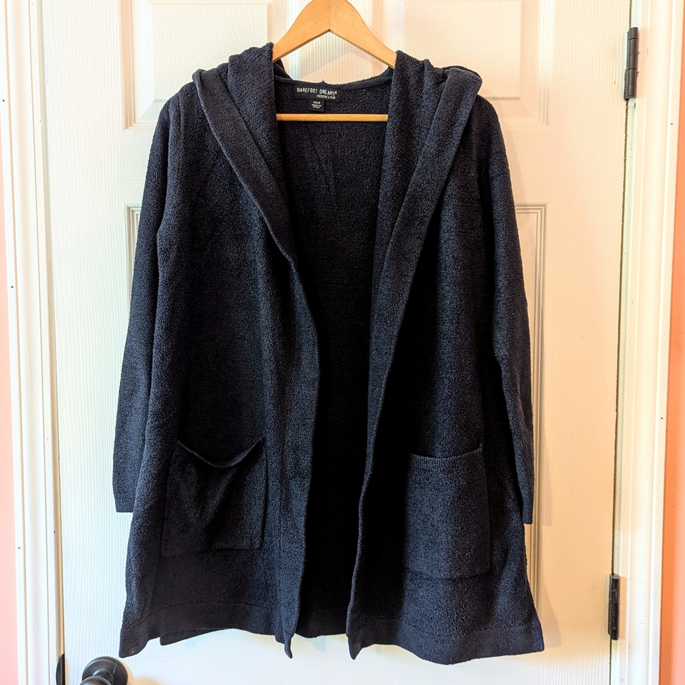 Barefoot Dreams Navy Chenille Hooded Cardigan (S/XS)